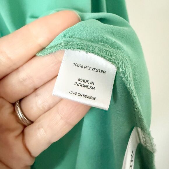 New York & Co Sheer Long Sleeve Blouse with Silver Chain Detail in Green - XL - Picture 6 of 6